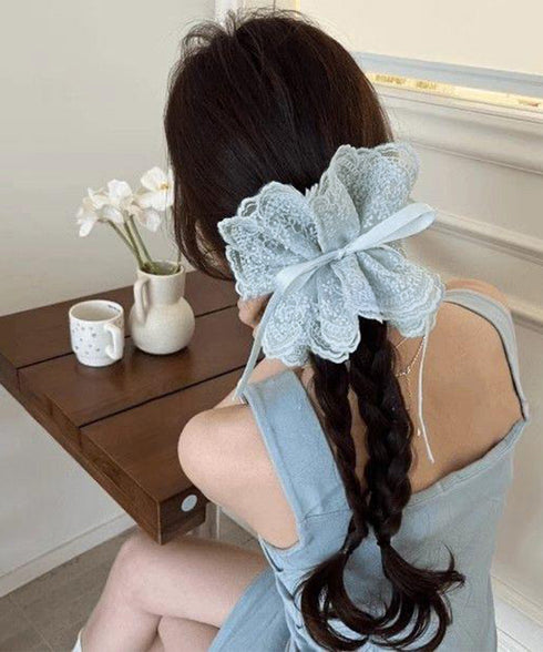 レースシュシュ ボリューム感 ヘアゴム レディース リボン まとめ髪 髪飾り お団子 オルチャン お洒落 大人 可愛い きれいめ デート 発表会 99QNSP-015